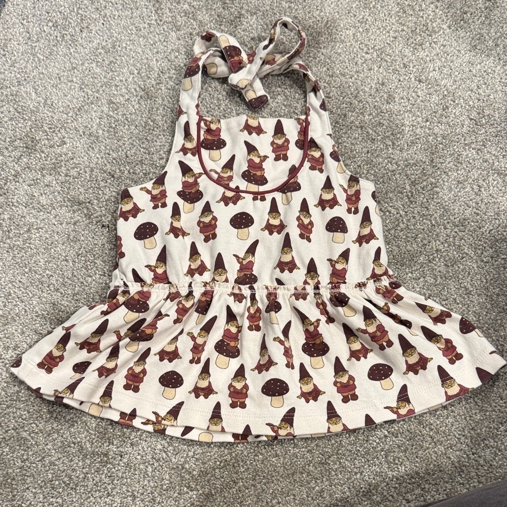 Purple Gnome and Mushroom Print Halter Top by Kate Quinn
